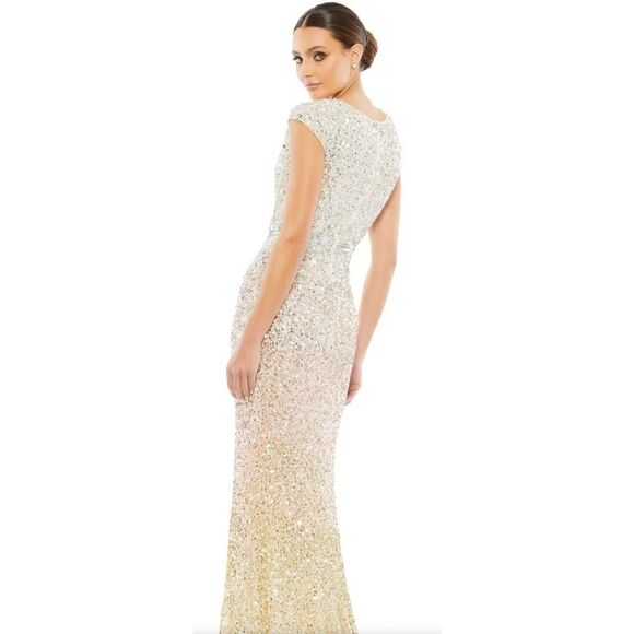 Mac Duggal Cap Sleeve Sequined High Slit Gown - Size 8 - NWT - Picture 2 of 7